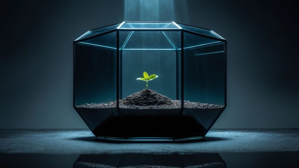 Glowing orb trapped inside glass enclosure representing Meta AI walled garden