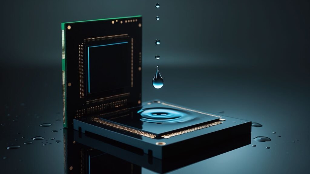 AI data center servers submerged in water — illustrating the hidden water consumption of AI infrastructure