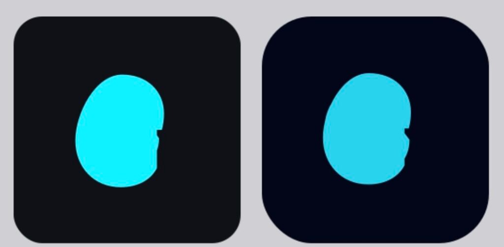 Two dark rounded-square favicons generated by Grok Build running Composer 2.5 (v0.2.54) on June 17, 2026. Left, from a clear prompt: a cyan #00f0ff mark on a #0f1117 background. Right, from a vague prompt: #22d3ee on #020617. Both were written in the SVG as a lowercase letter g but render as a single solid cyan blob with no counter and no tail, not a readable letter.