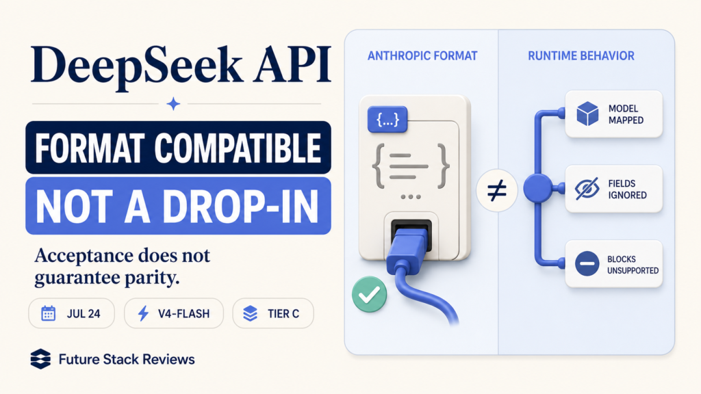 DeepSeek accepts Anthropic-format requests but remaps the model and ignores or drops several Anthropic fields at runtime.