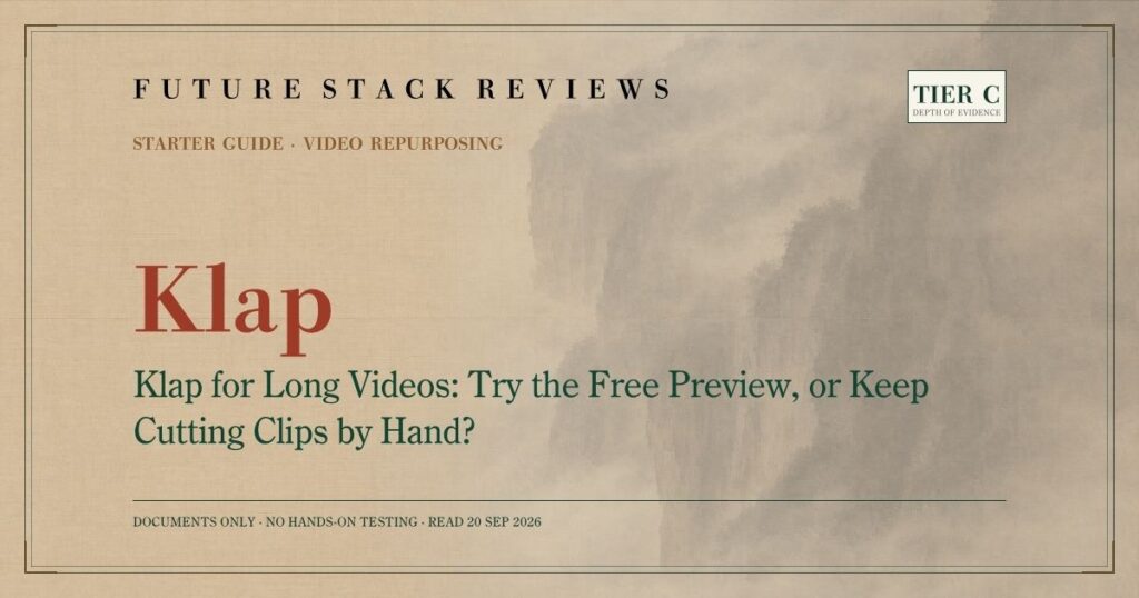 Future Stack Reviews cover for Klap: Starter Guide, Tier C — Tier describes depth of evidence, not a rating.